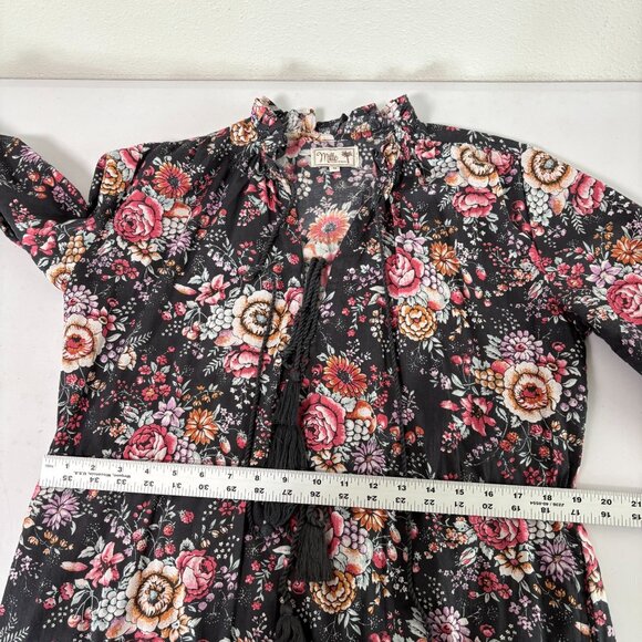 Mille Astrid Tassel Midi Dress Size M Bloomsbury Floral Long Sleeve Pockets - Picture 13 of 15